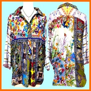 John Mark Mixed Abstact Tunic Blouse